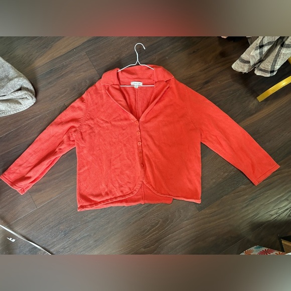 Coldwater Creek, size 2X, 100% cotton knit button up orange sweater, over sized - Picture 9 of 9